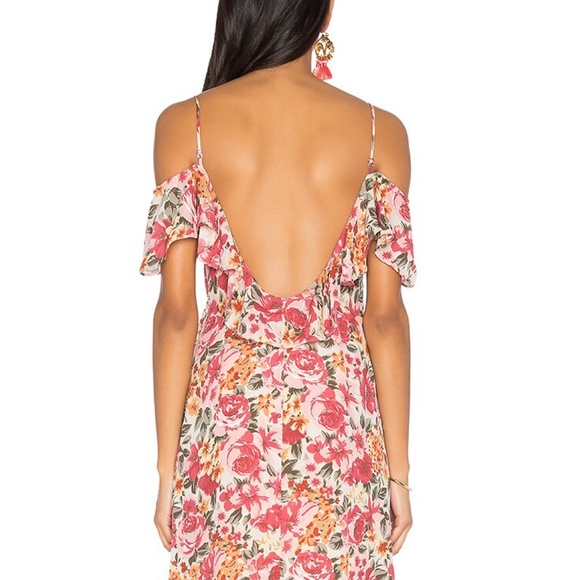 ✨NWT✨ LPA Ruffle Floral Midi Dress 137 in Vintage Rose Pink Sz XS - Picture 10 of 11